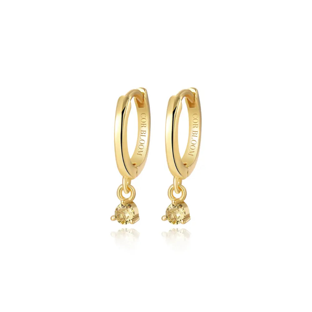 Elsa Yellow Citrine Mini Bling Hoop Earrings