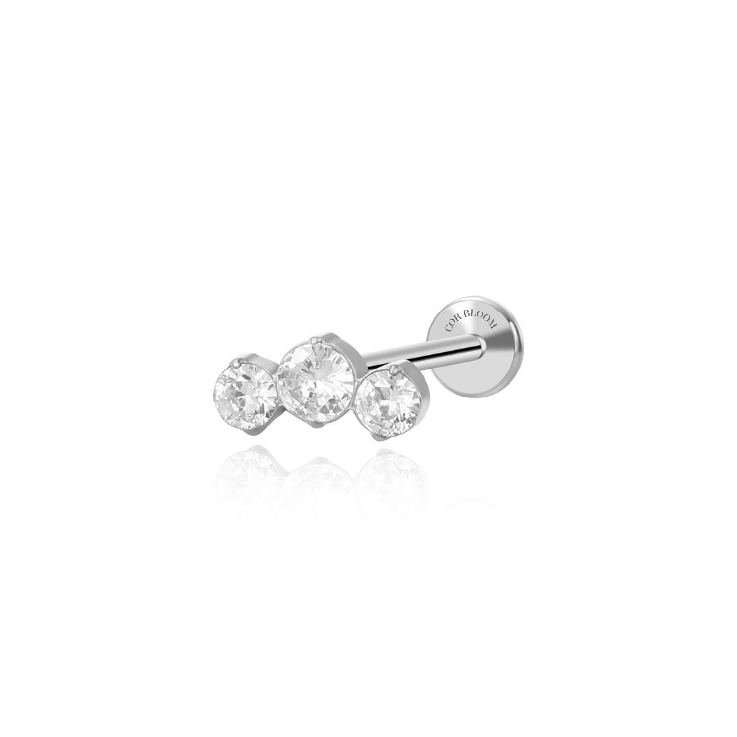 Titanium Elpis White CZ Trinity Cluster Flat Back Stud