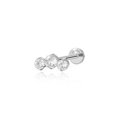 Titanium Elpis White CZ Trinity Cluster Flat Back Stud