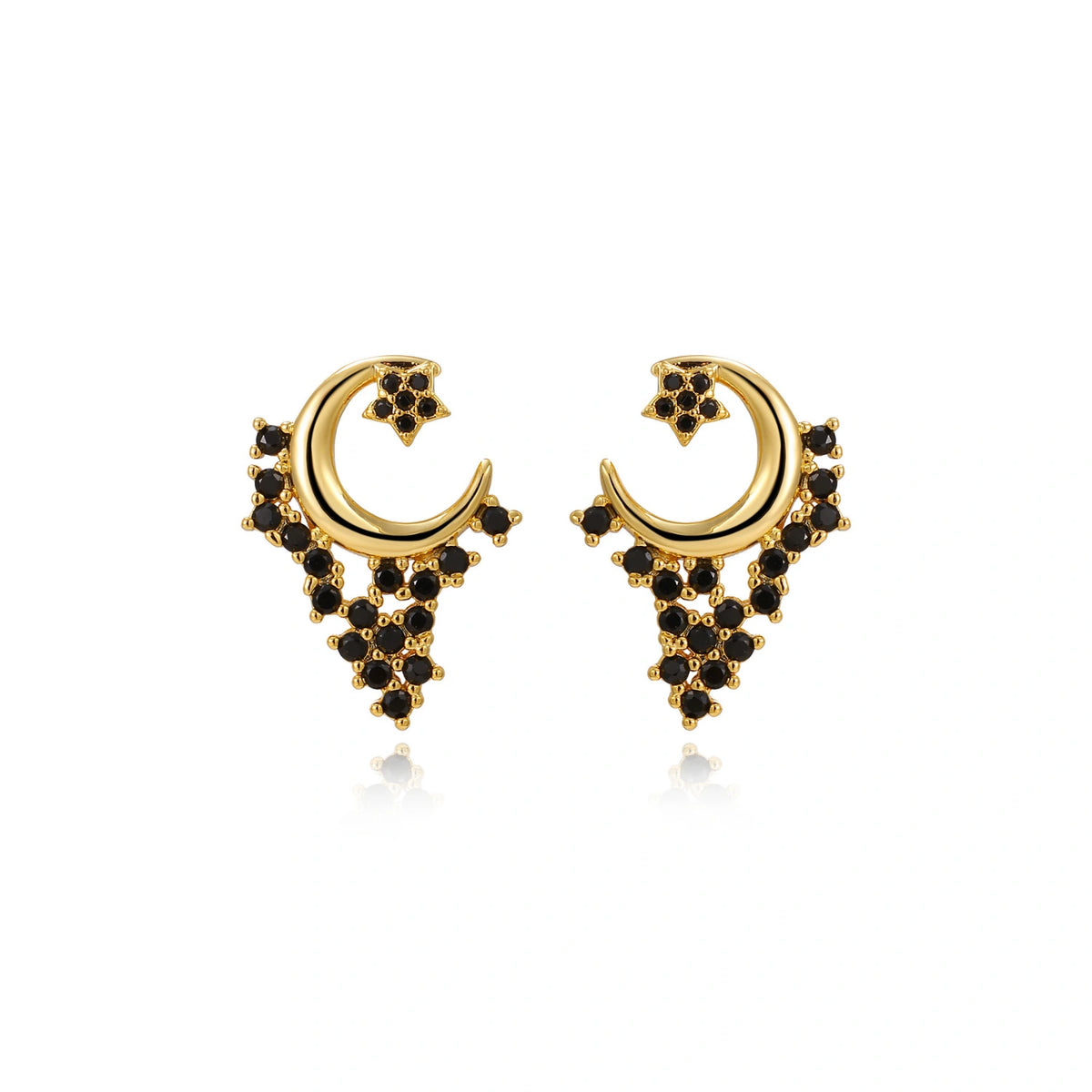 Asteria Black Spinel Eclipse Stud Earrings