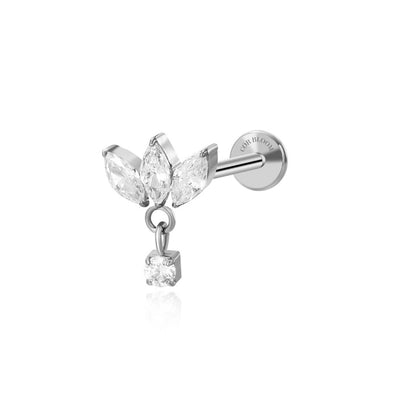 Titanium Trio Marquise Petal Flat Back Stud