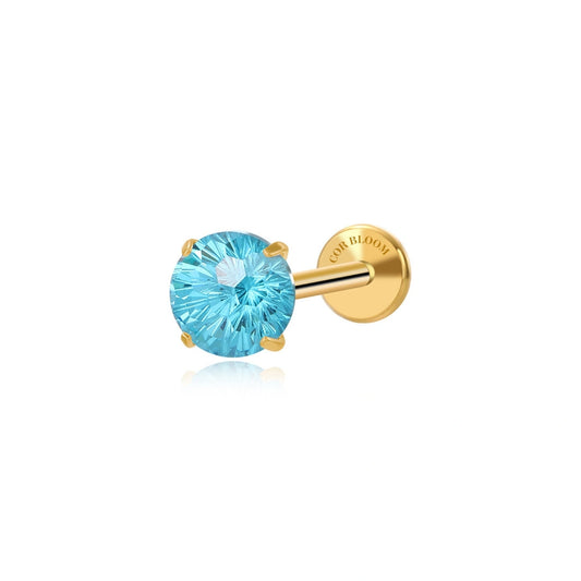 Titanium Firework Cut Aquamarine Piercing Stud