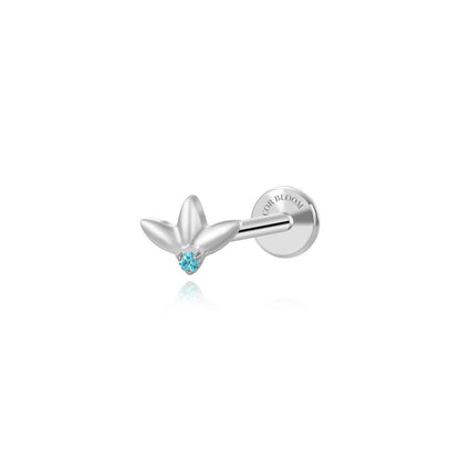 Titanium Aquamarine Small 3-Petal Flat Back Stud