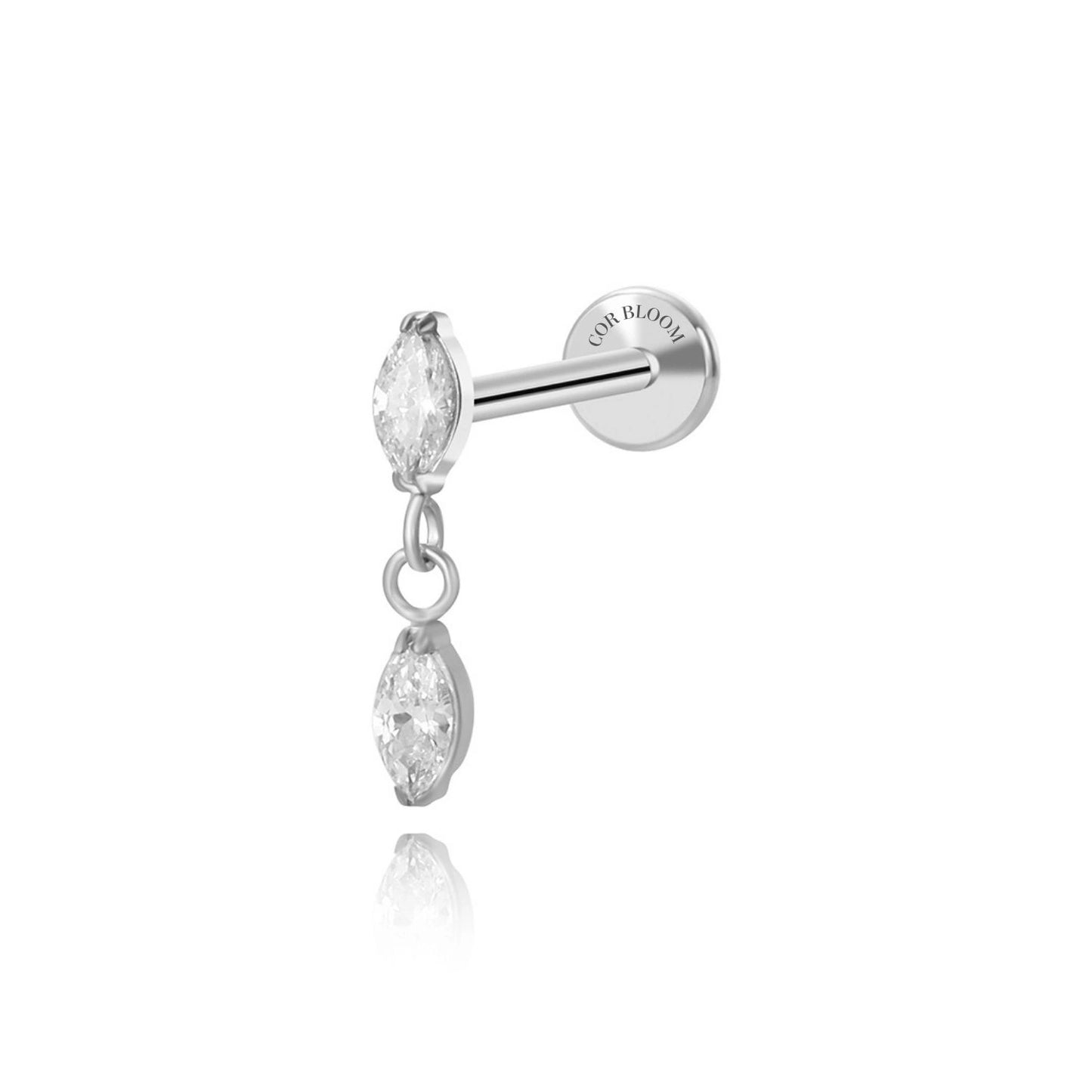 Titanium Duo Dangling Marquise Flat Back Stud