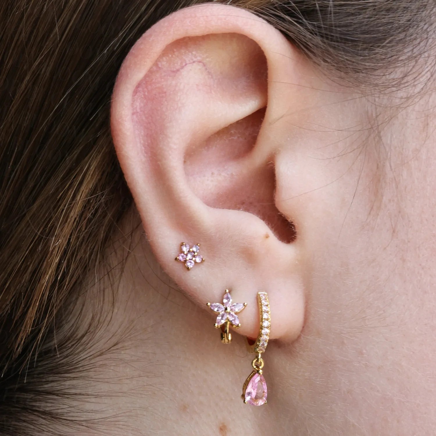 Pinky Jasmine Flower Flat Back Stud