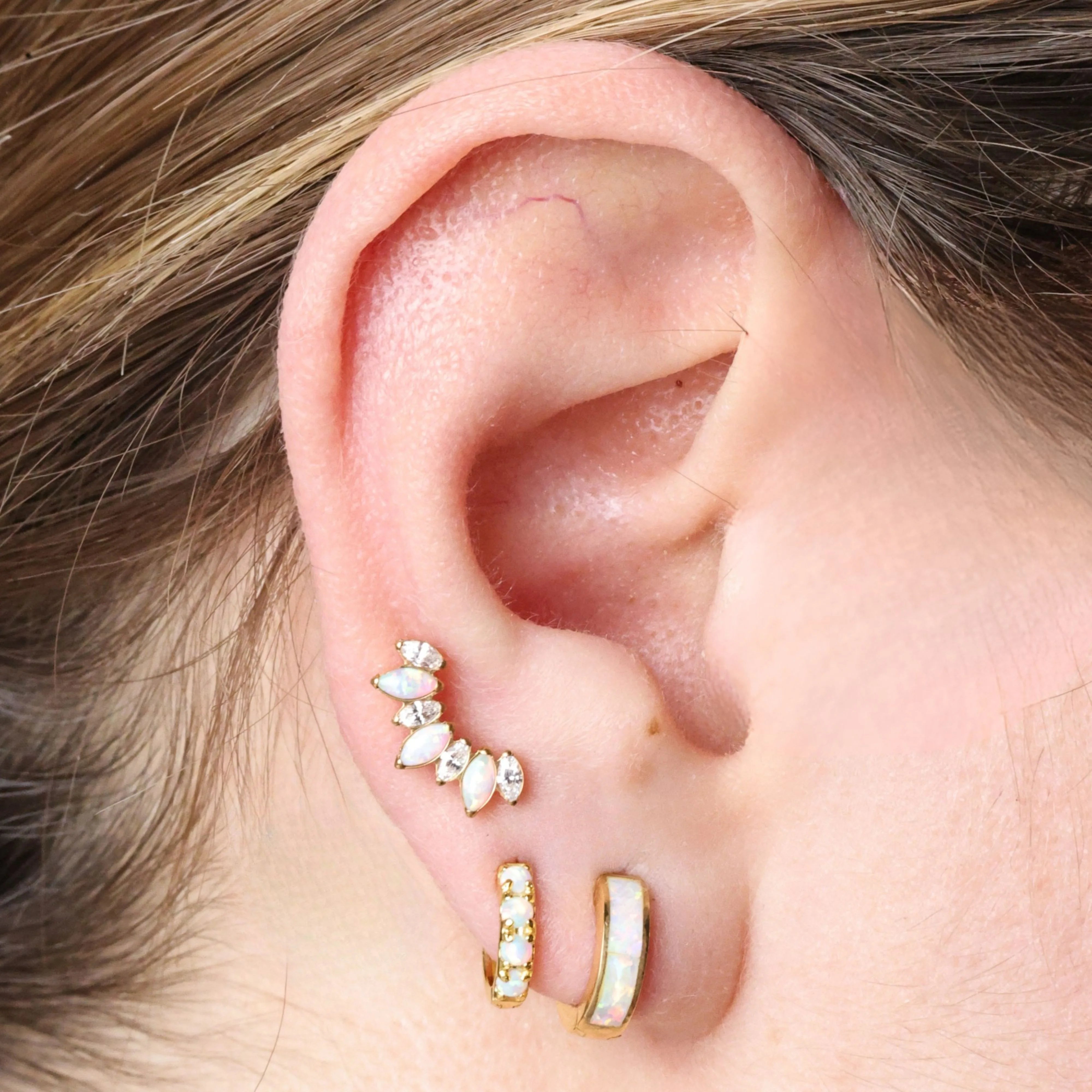 Titanium Ariadne 7-Petal Opal Crown Flat Back Stud