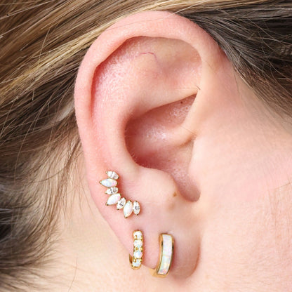Titanium Ariadne 7-Petal Opal Crown Flat Back Stud