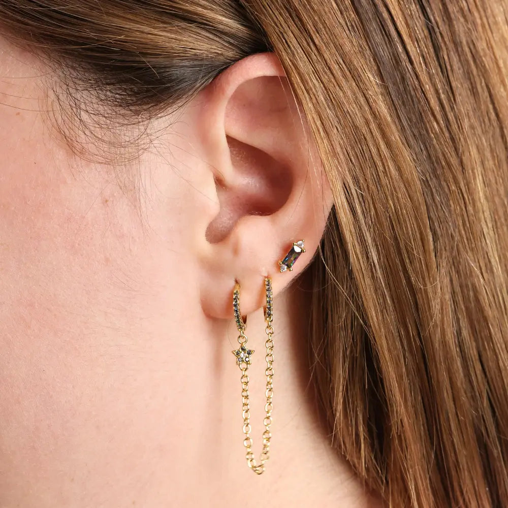 Iceland Dainty Baguette Flatback Stud – Dark Iridescent