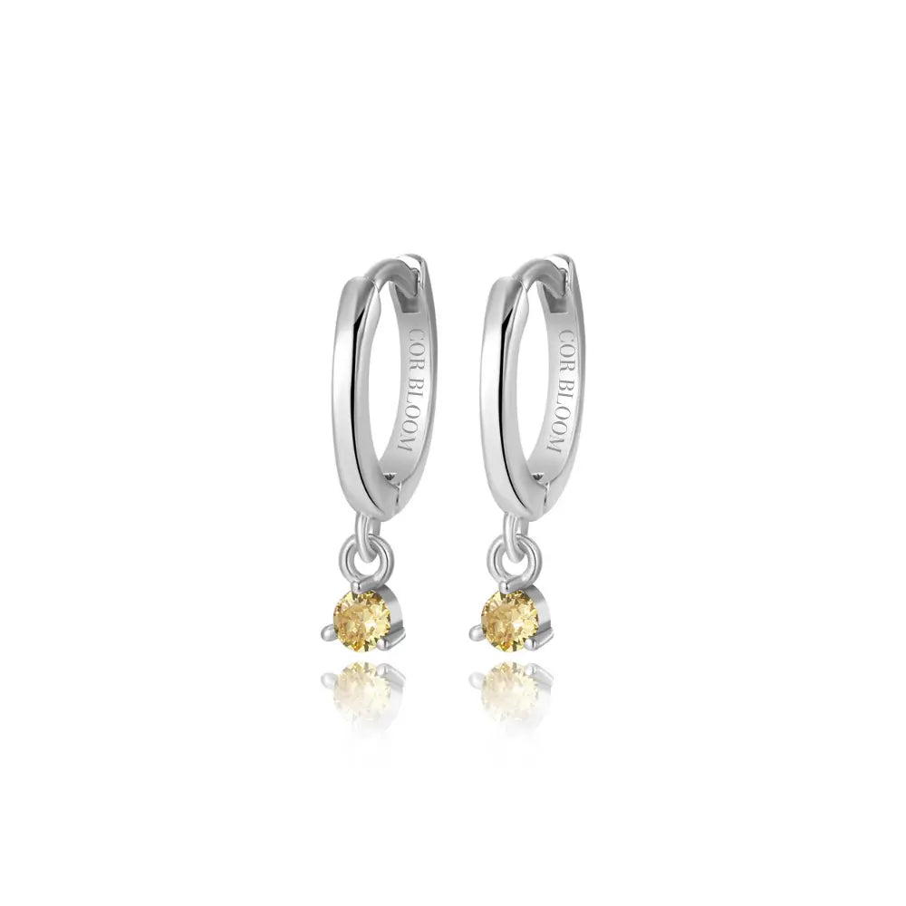 Elsa Yellow Citrine Mini Bling Hoop Earrings