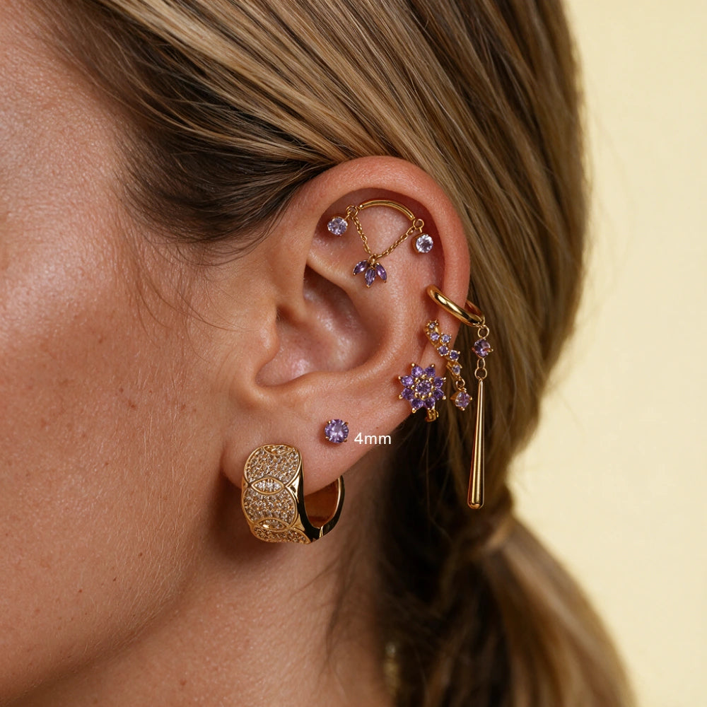 Titanium Eleni Multisize Amethyst Stud (Threaded)
