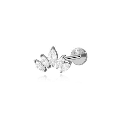 Titanium Five Petal Crown Piercing Stud