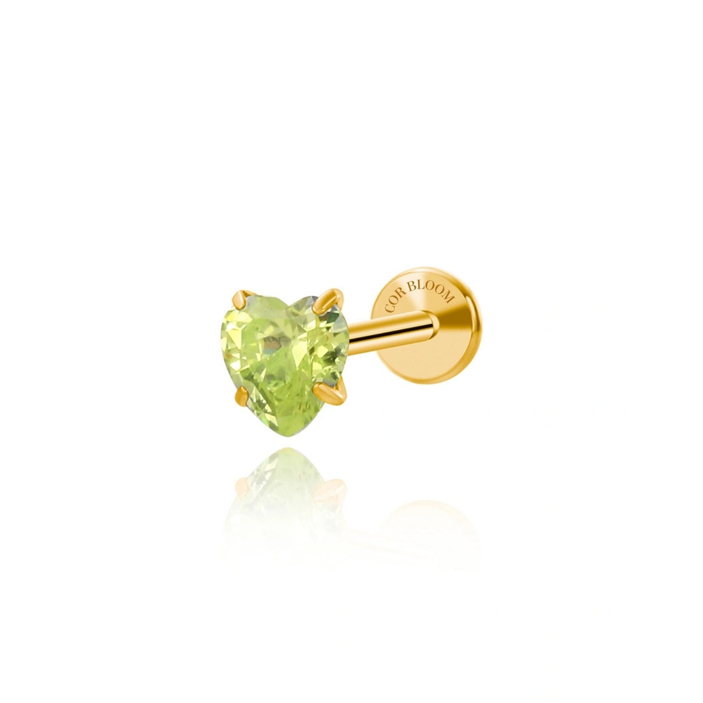 Titanium Multisize Apple Green Heart Flat Back Stud