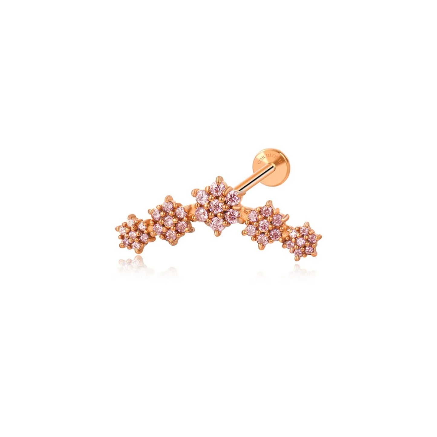 Melia Pink Flower Flat Back Piercing Stud