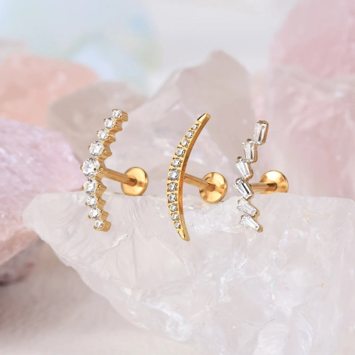 Titanium Nine Stone Climbing Curve Stud