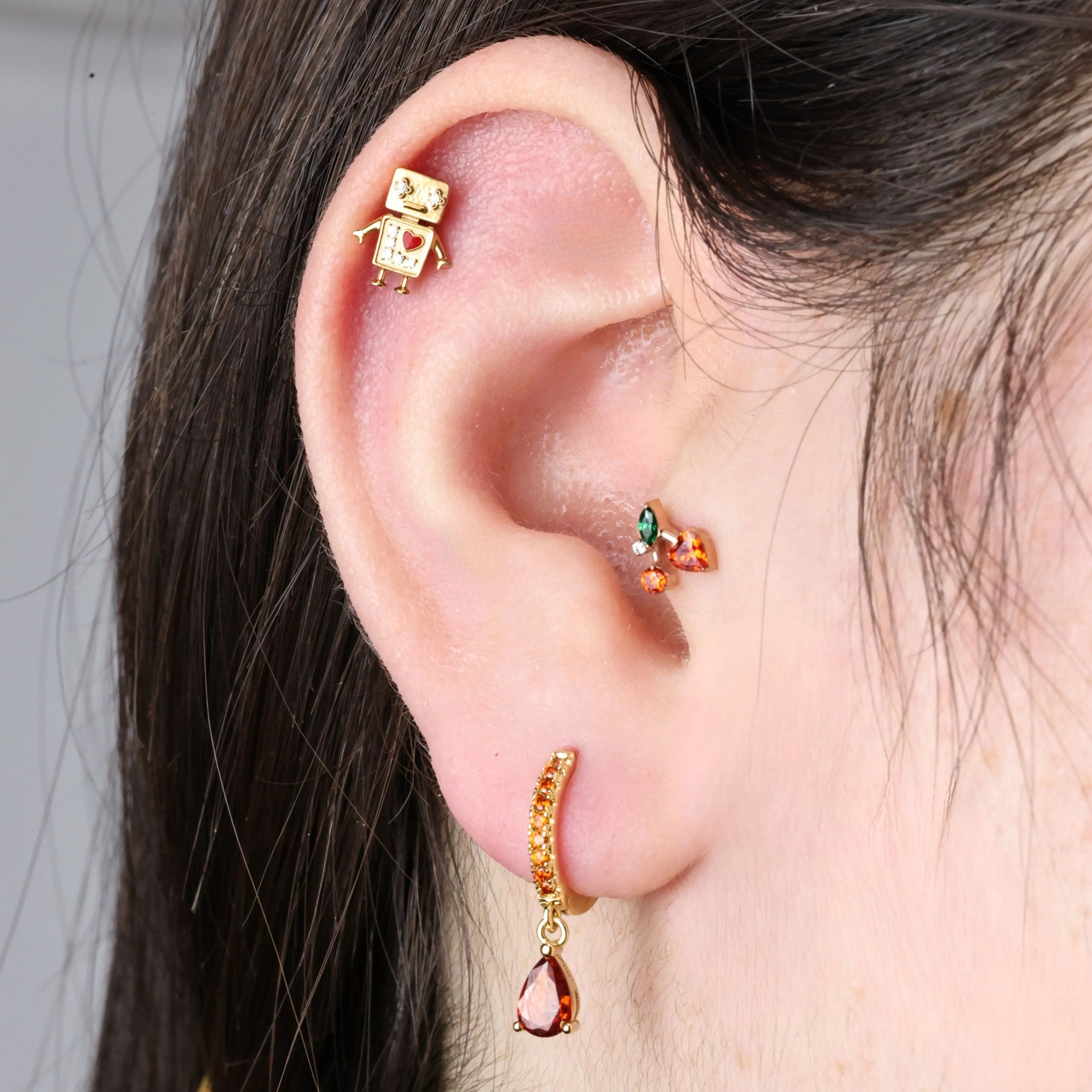 Titanium Ripe Cherry Flat Back Stud