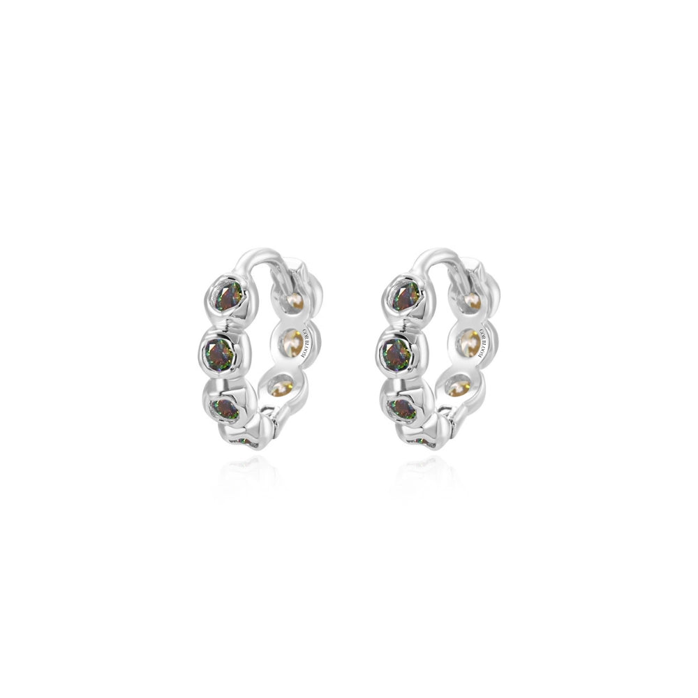 Agora Hoop Earrings - Dark Iridescent Stones