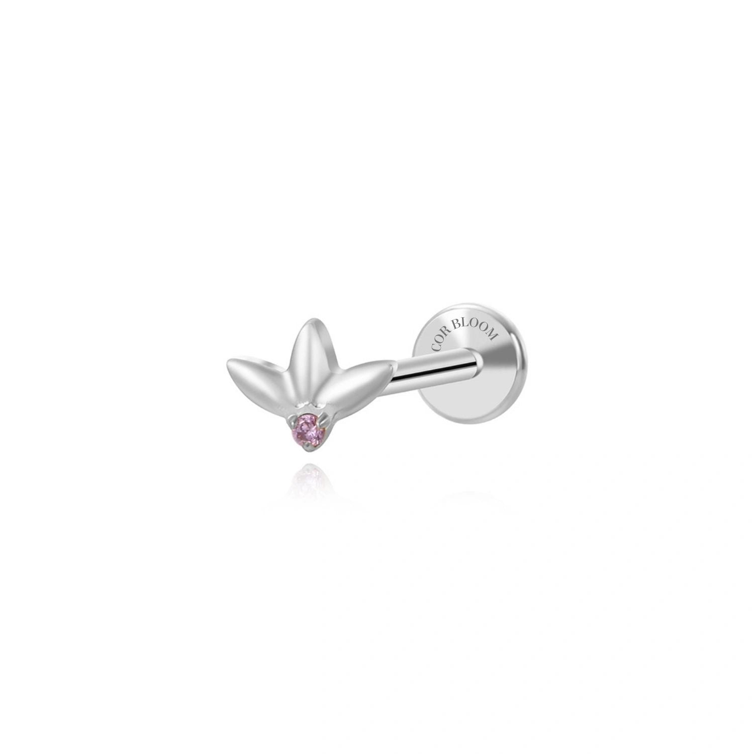 Titanium Purple Amethyst Small 3-Petal Flat Back Stud