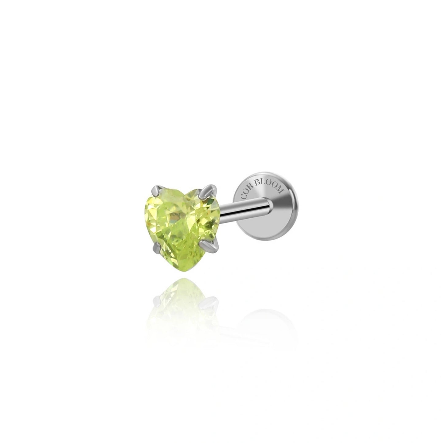 Titanium Multisize Apple Green Heart Flat Back Stud