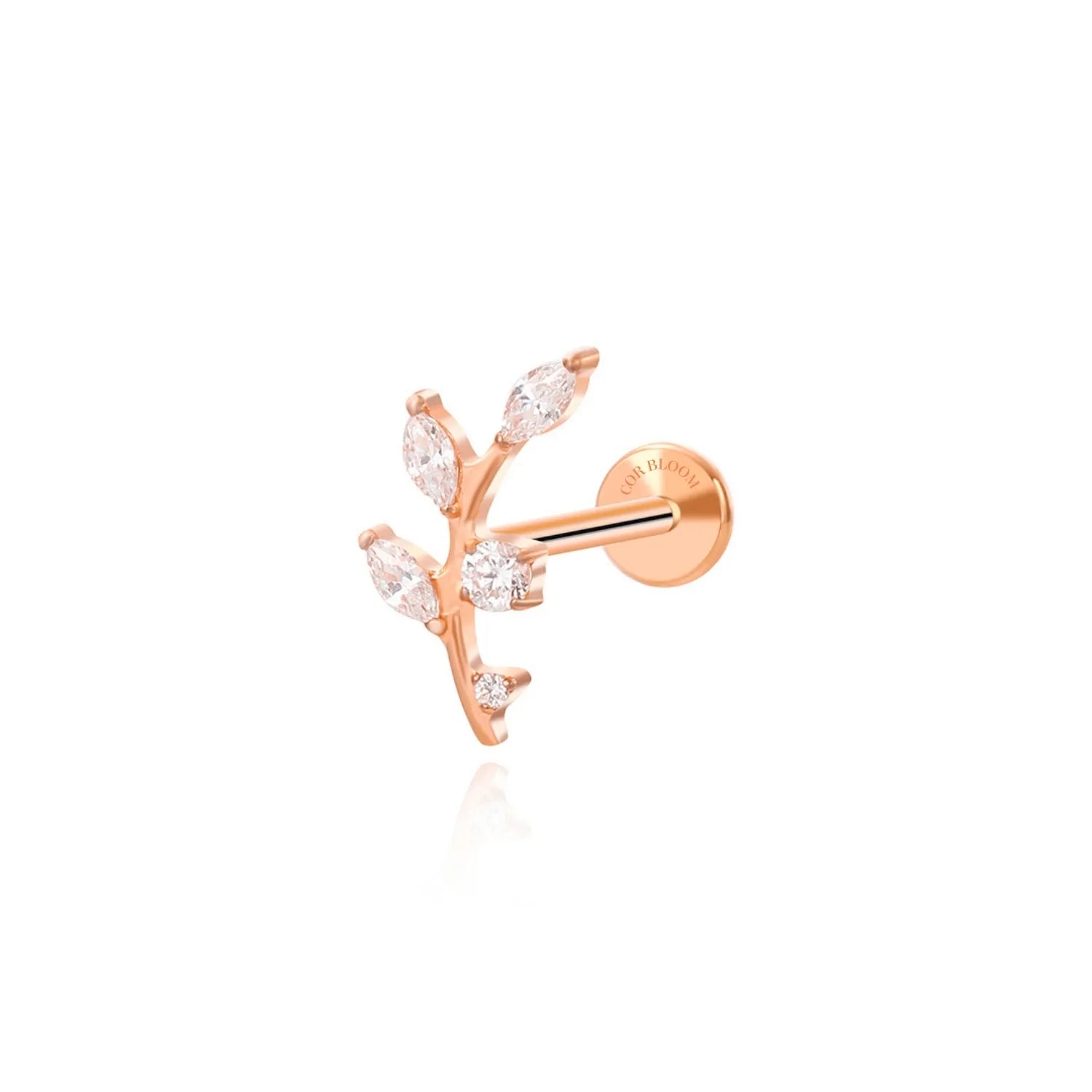 Titanium Tana Sparkling Climbing Leaf Flat Back Stud