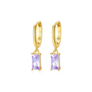 Amelia Light Amethyst Baguette Hoop Earrings