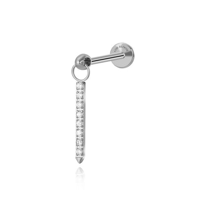 Titanium Minimal Drop Diamond Line Flat Back Stud