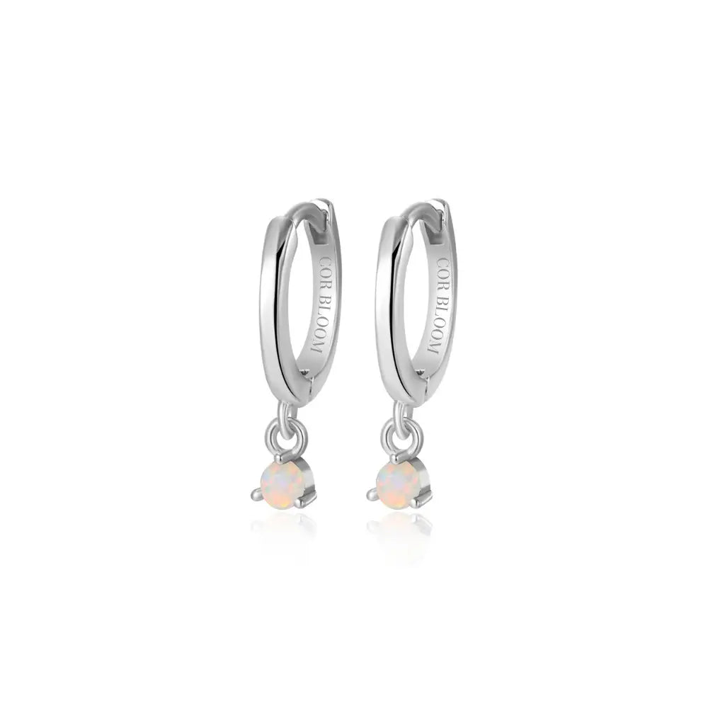 Elsa White Opal Mini Bling Hoop Earrings