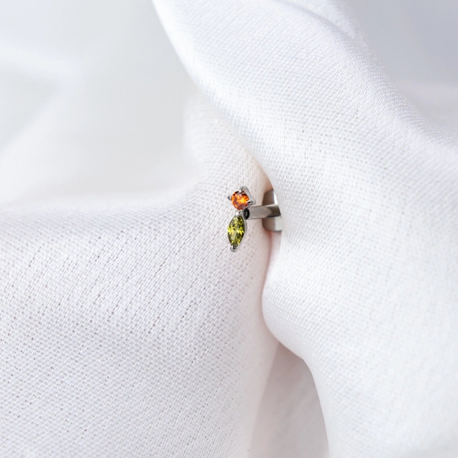 Titanium Eve Mini Marquise Stud - Peridot Felicity