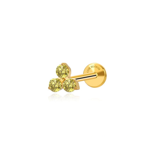 Titanium Mini Peridot Triangle Flat Back Stud