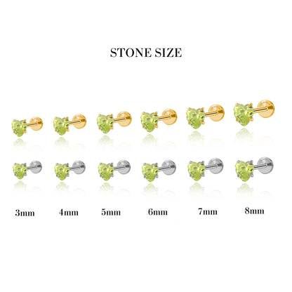 Titanium Multisize Apple Green Heart Flat Back Stud