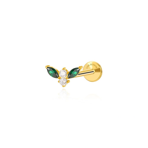 Titanium Small Green Emerald Kiara Moth Flat Back Stud