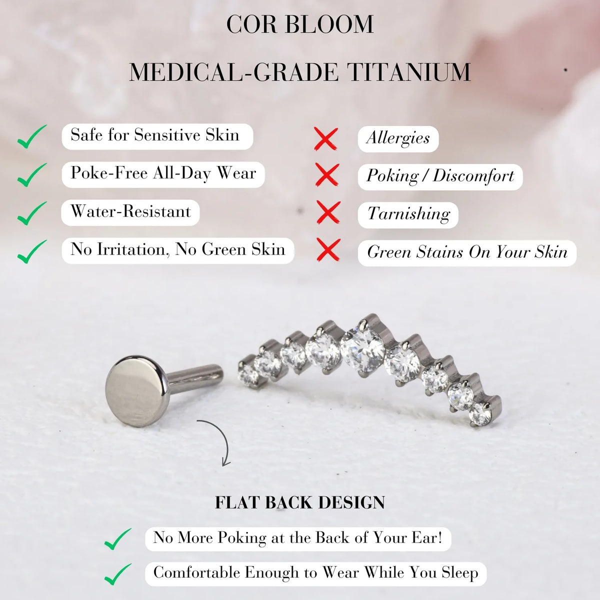 Titanium Nine Stone Climbing Curve Stud