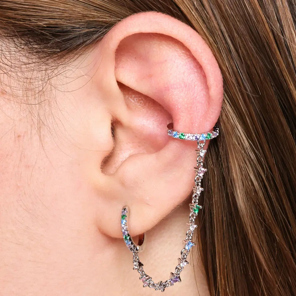 Abrielle Sparkling Chain Earring - Rainbow