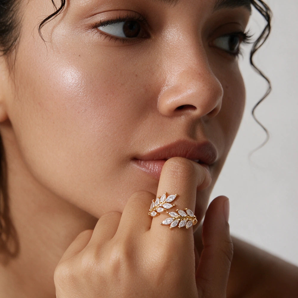 Diamond Blooming Leaf Ring