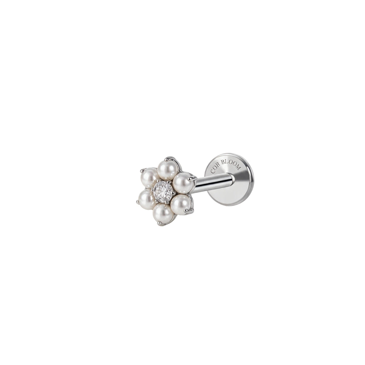 Titanium Baby Pearl Flower Stud