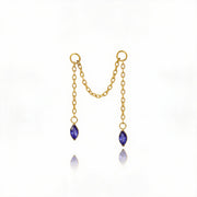 Titanium Holly Duo Marquise Cartilage Chain - Tanzanite