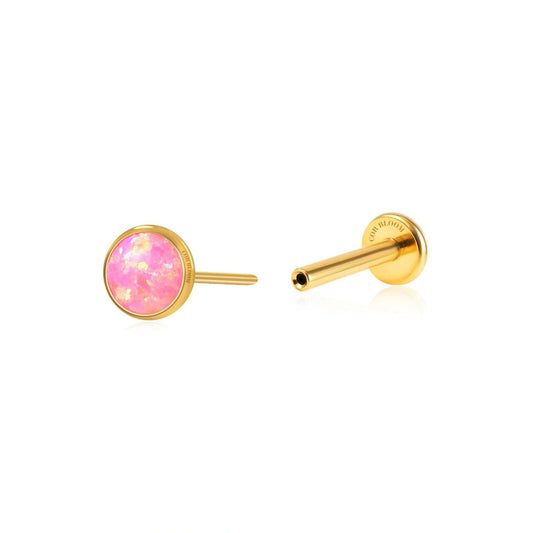 Titanium Pink Opal Push Pin Piercing Stud