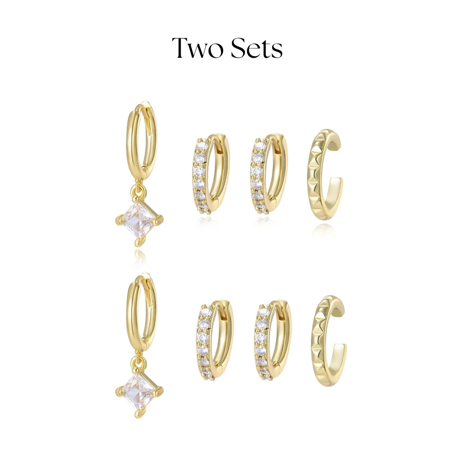 Simple Crystal Hoops Earring Set