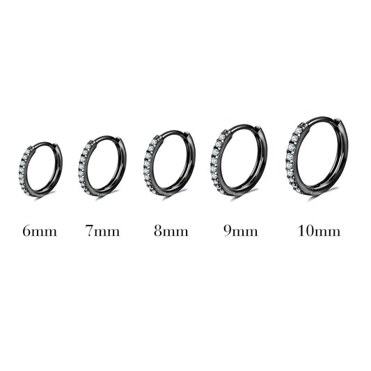 Black Sparkling Hoop Earring (20G)