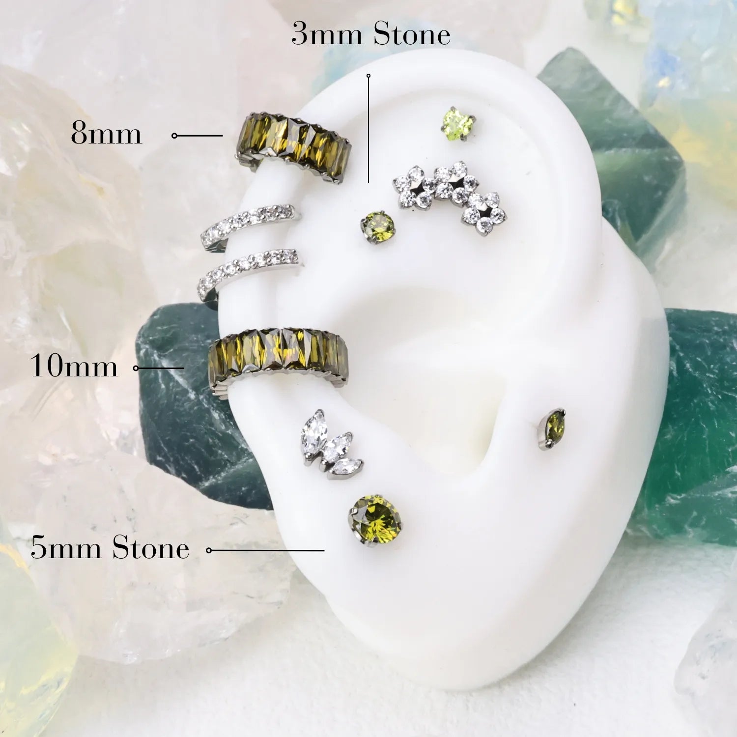 Titanium Multisize Peridot Stud (Push Pin)
