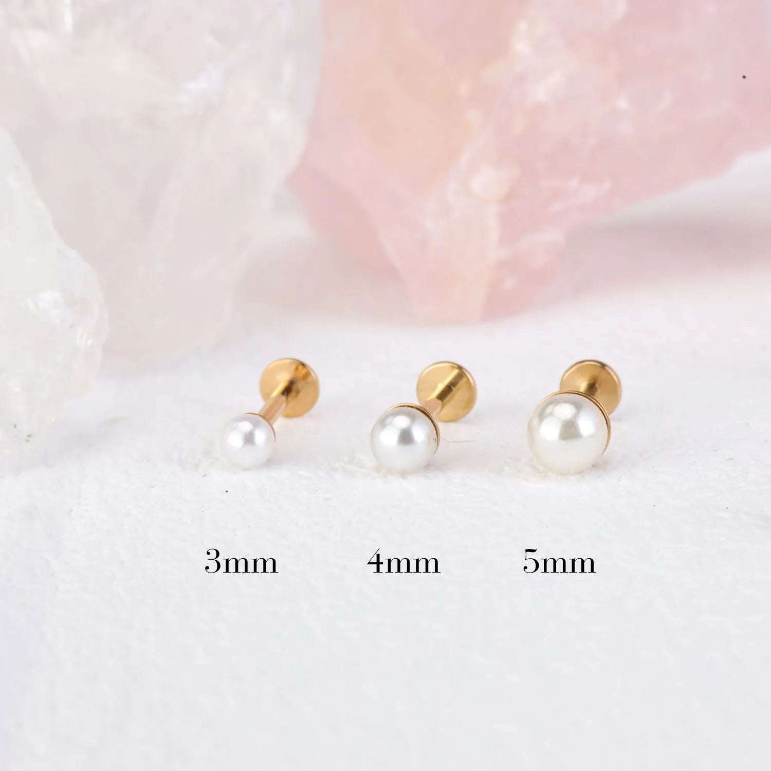 Titanium Baby Pearl Threaded Flat Back Stud