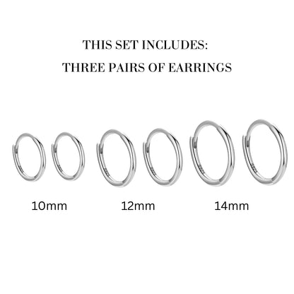 Triple Hoop Earrings Set