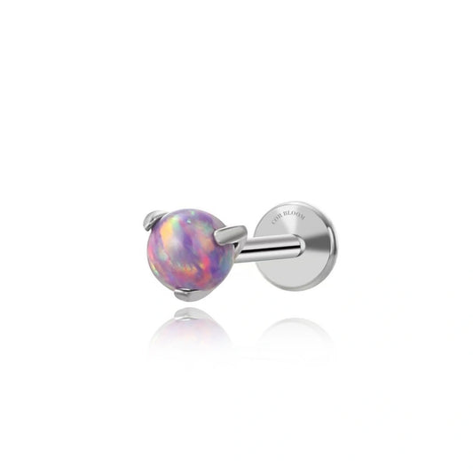 Titanium Round Violet Flame Opal Piercing Earring