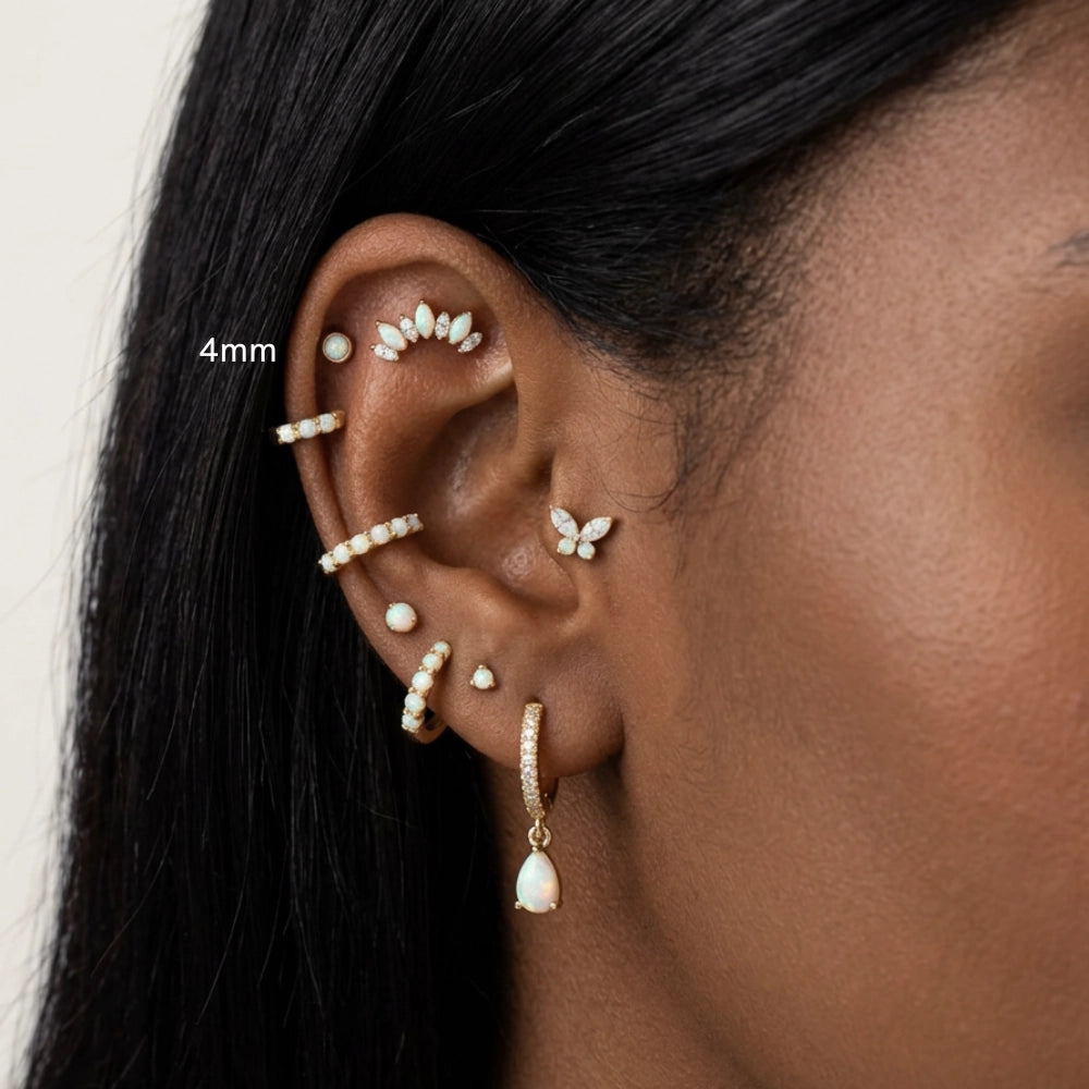 Titanium Multisize White Opal Push Pin Stud