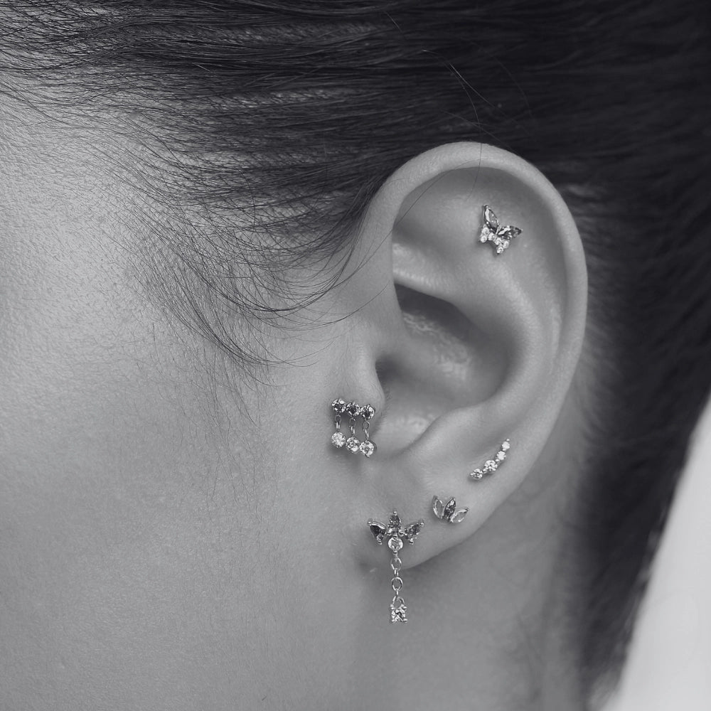 Titanium Nikias Ocean Dewdrop Stud - Gradient Aquamarine