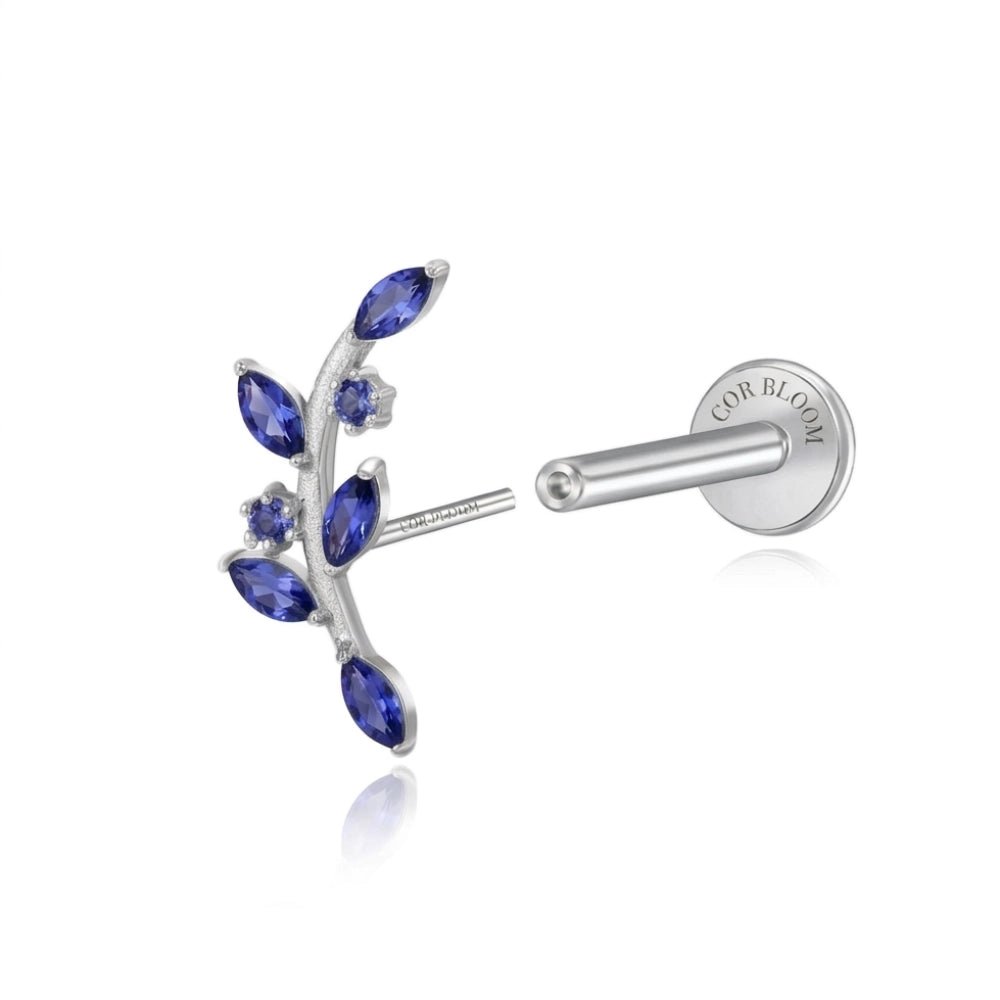 Titanium Akira Tanzanite Climbing Leaf Piercing Stud