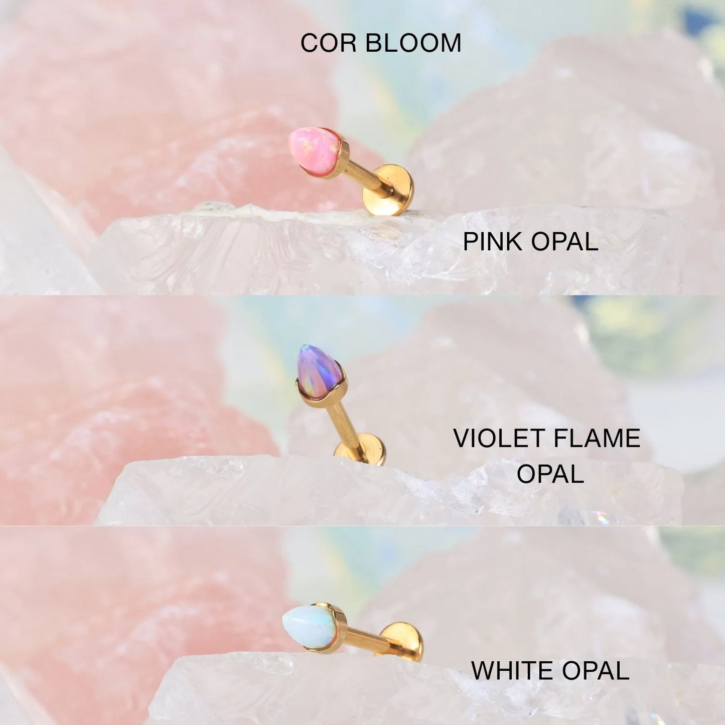 Titanium Violet Flame Opal Peak Cone Piercing Stud