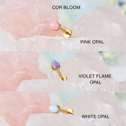 Titanium Violet Flame Opal Peak Cone Piercing Stud