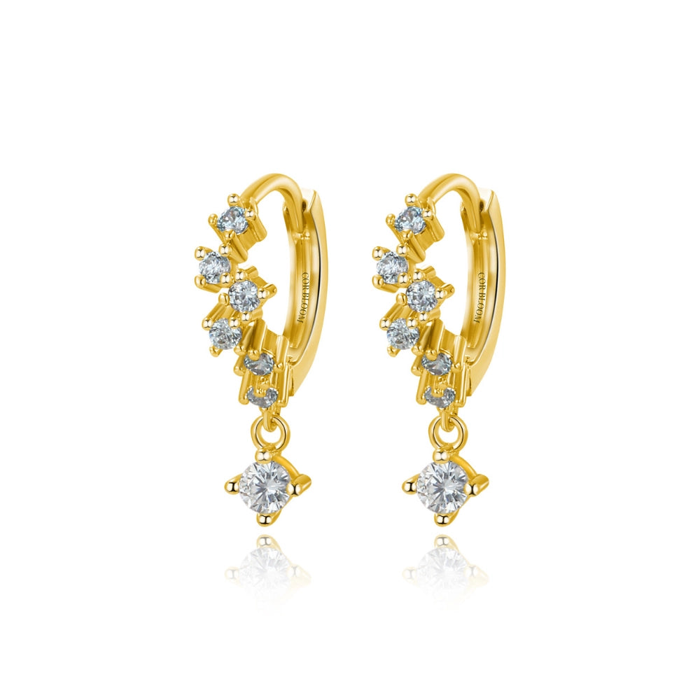 Nia Aquamarine Bling Cluster Hoops - Ocean