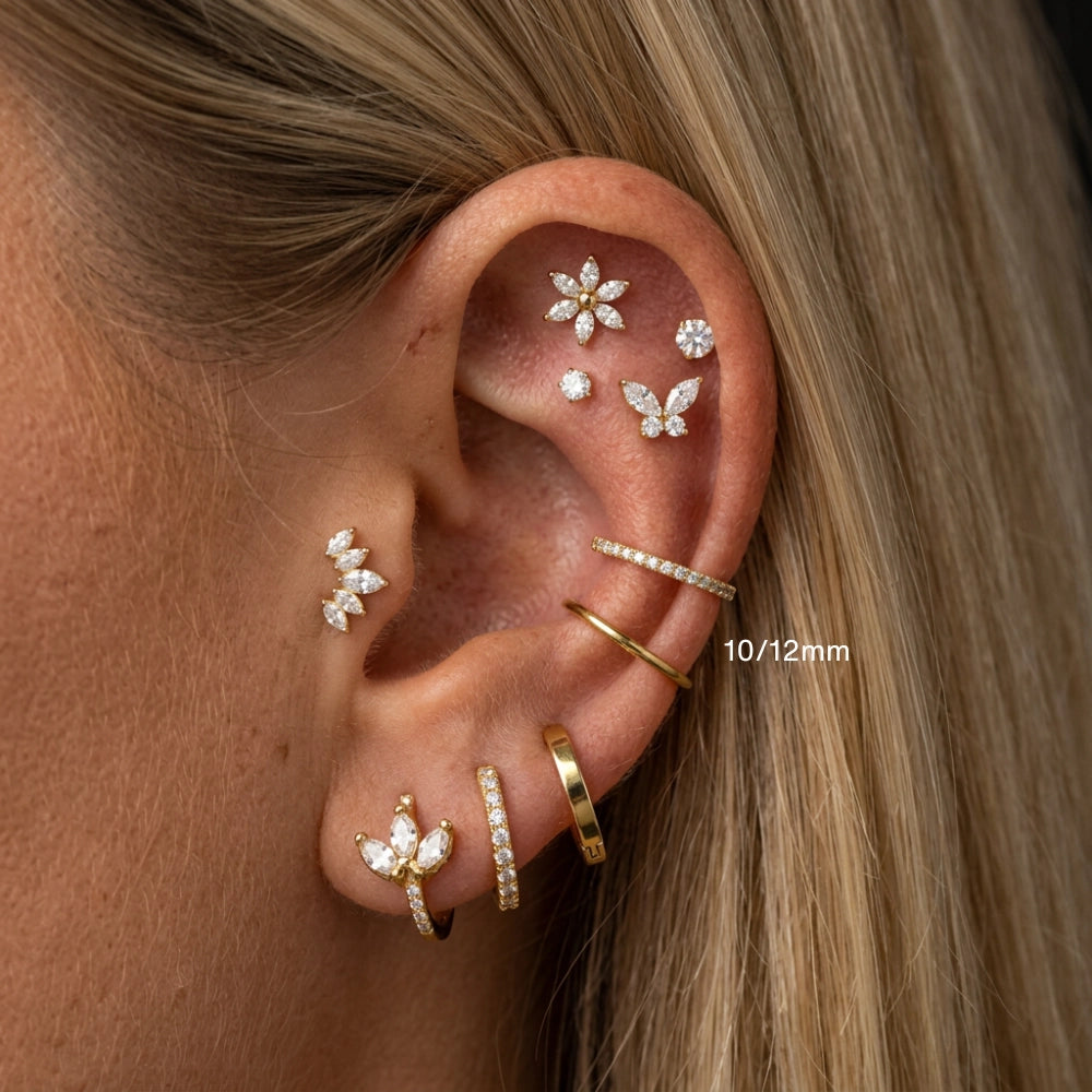 Titanium Aria Flower 3-Petal Flat Back Stud