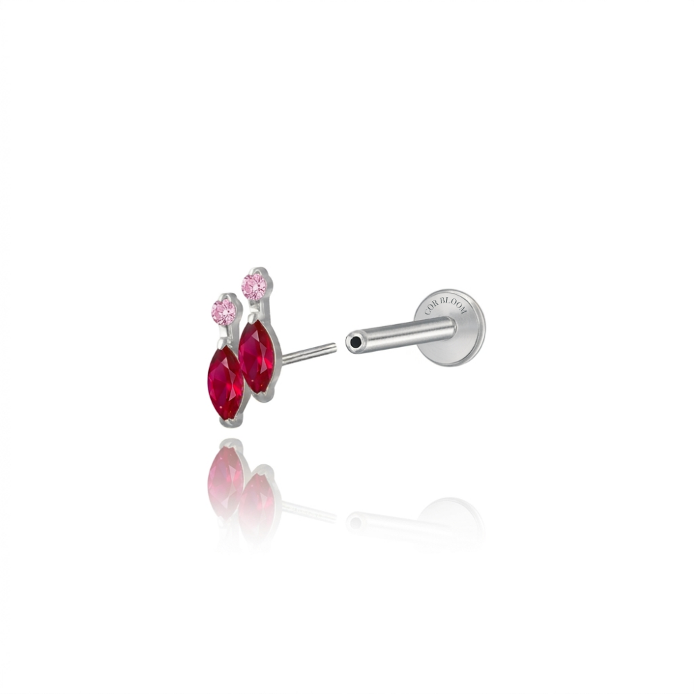Titanium Felicity Duo Marquise Stud - Ruby